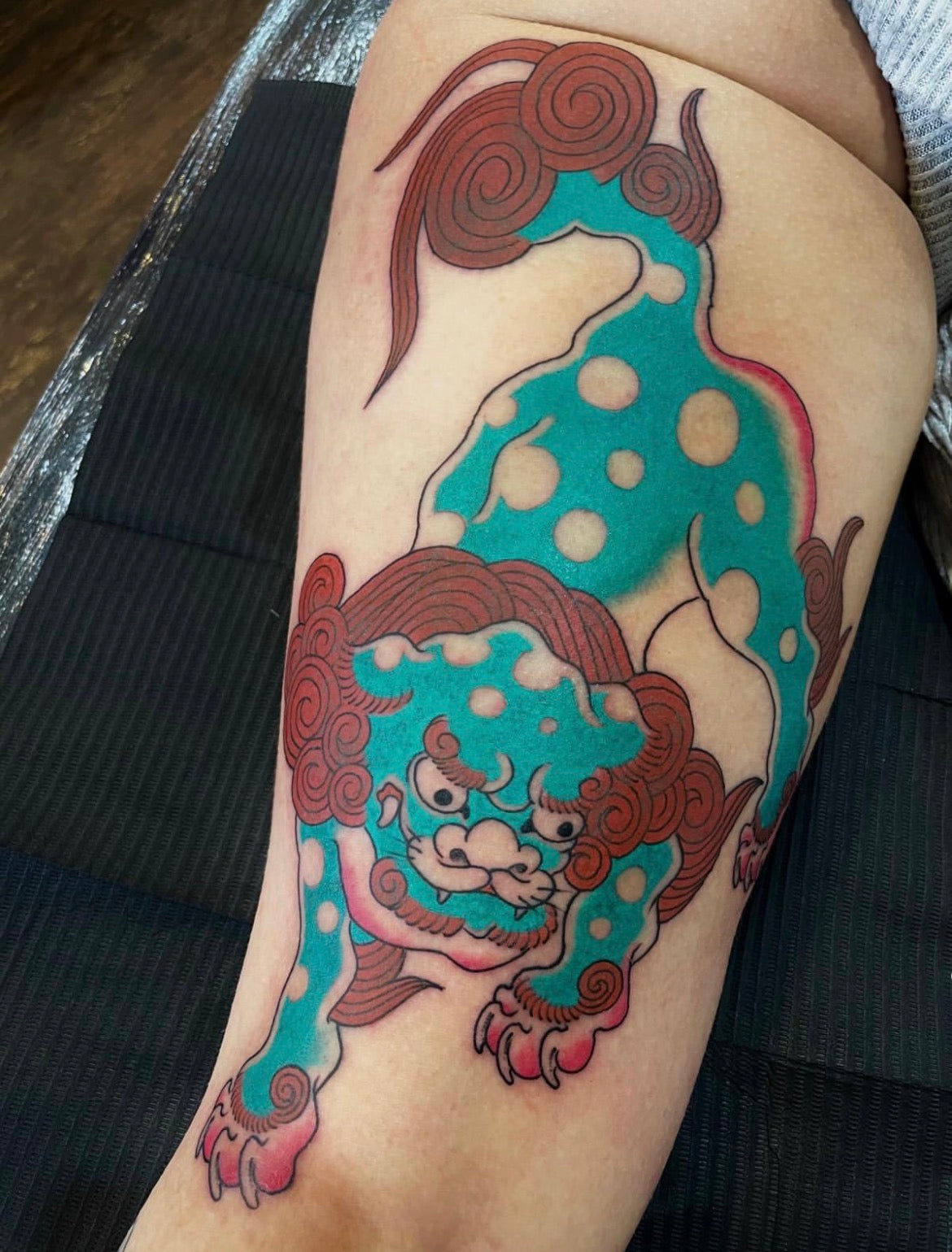 Smaller traditional Japanese shishi tattoo